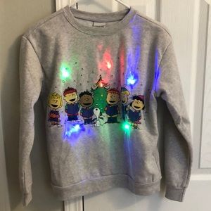 Peanuts Snoopy Charlie Brown Christmas Size Kids Medium Light Up Swea…